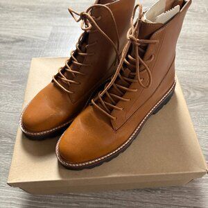 NIB Madewell Citywalk Lugsole Lace Up Boots Leather English Saddle Women Size 9